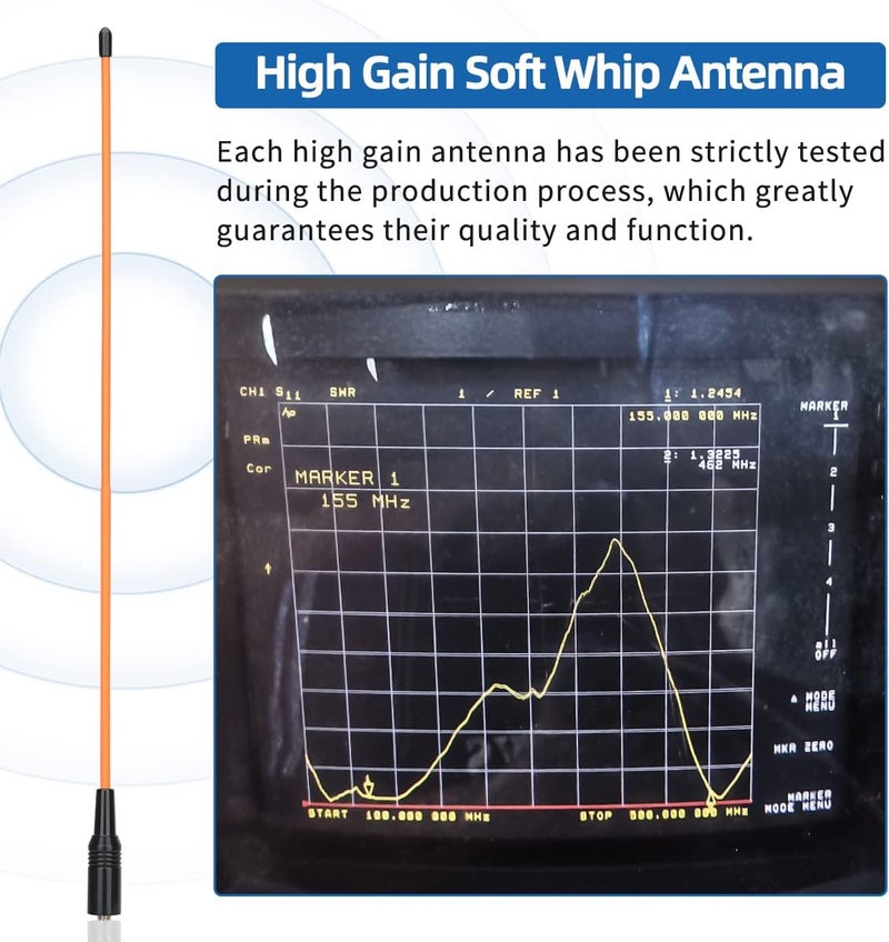 ABBREE AR-771C GMRS Antenna (462-467MHz) 15.3inch Flexible Whip Antenna SMA-Female for Baofeng UV-5R GMRS GM-15Pro GM-5RH UV-5G Plus TD-H3 UV-9G TD-H5 GMRS Radio Accessories,2Pack (Orange) - Image 5